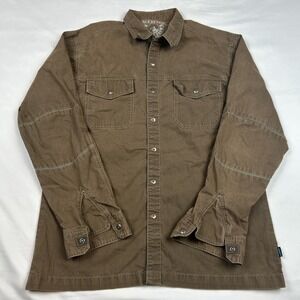 KUHL Long Sleeve Snap Shirt Brown Vented Outdoor Hiking Cotton Mens Medium M